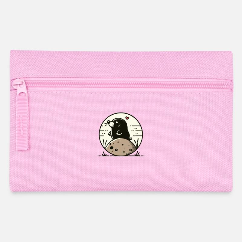 Glücklicher Maulwurf auf Hügel - Federtasche - Rosa