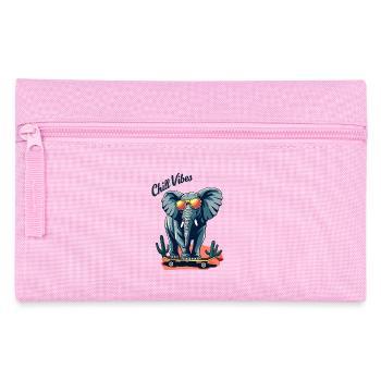 Elephant Skateboard Skater Chill Vibes - Pencil Case - pink - Front