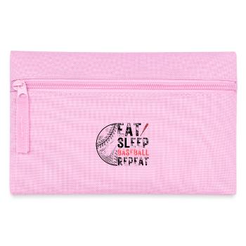 Eat Sleep Baseball Repeat Spruch - Federtasche - Rosa - Vorne
