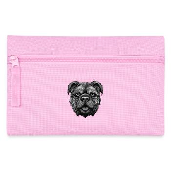 Bulldog Dog Portrait - Pencil Case - pink - Front