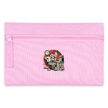 Genervt im Büro Wolf im Anzug Retro Design - Federtasche - Rosa - Vorne
