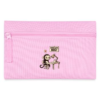 Singe démotivé au bureau avec « Dream Big » - Trousse - rose - Devant