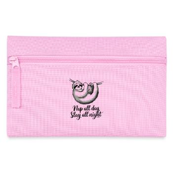 Nap All Day, Slay All Night Sloth Design - Pencil Case - pink - Front