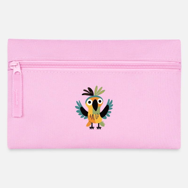 Bunter, lustiger Papagei - Federtasche - Rosa