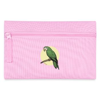 Detaillierter Grüner Papagei auf Ast - Federtasche - Rosa - Vorne