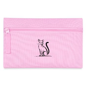 Elegant Cats Silhouette Drawing - Pencil Case - pink - Front
