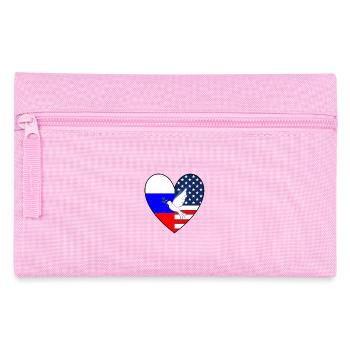 États-Unis, Russie, Drapeau, Cœur, Colombe de la Paix - Trousse - rose - Devant