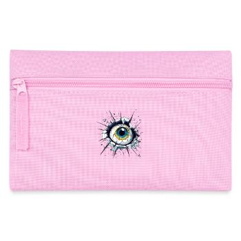 Auge durchbricht die Wand – Unheimlicher Blick - Federtasche - Rosa - Vorne