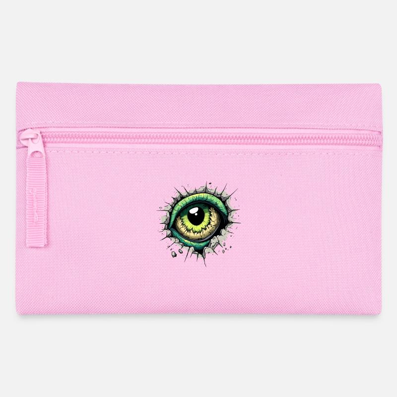 Monster-Auge guckt durch das Loch in der Wand - Federtasche - Rosa