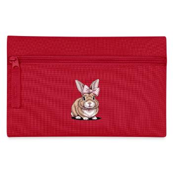 cadeau fête de pâque, Lapin Mignon avec Nœud Rose - Trousse - rouge - Devant