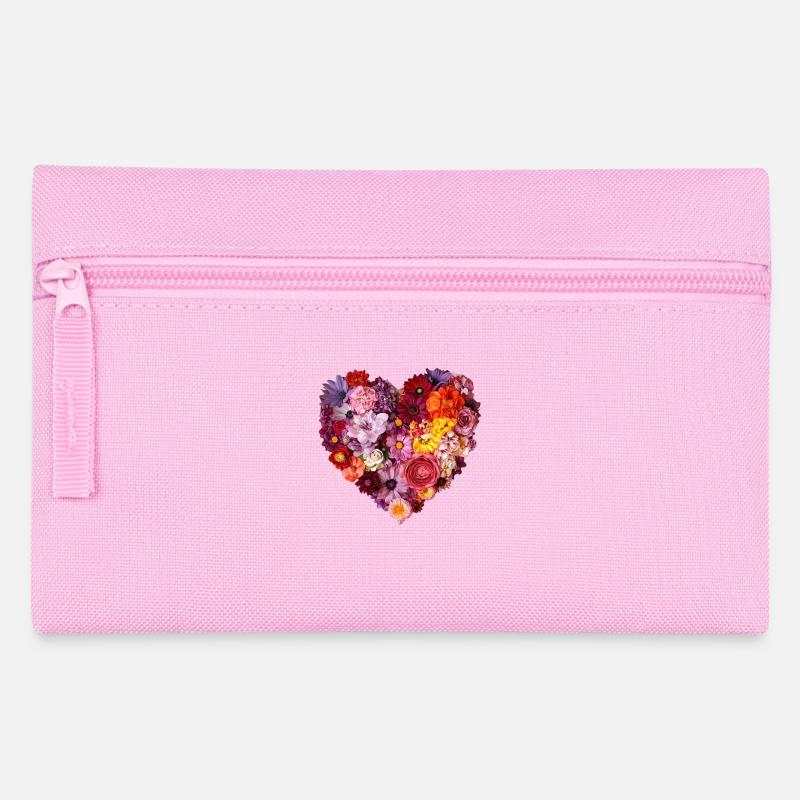 Cœur de fleurs colorées - Splendeur florale colorée - Trousse - rose