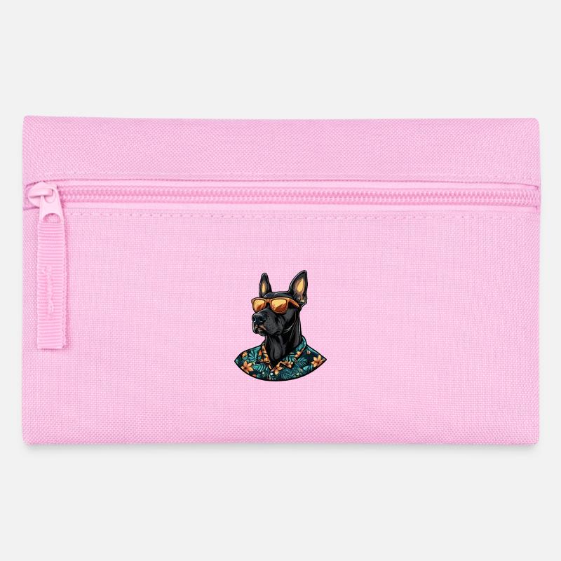 Dobermann Hund Lustig Sommer - Federtasche - Rosa