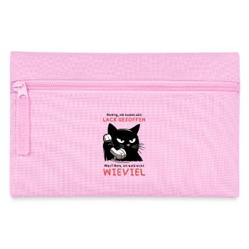 Lack gesoffen? Wieviel?! – Genervte Telefonkatze - Federtasche - Rosa - Vorne