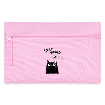 Stay Weird – Lustige schwarze Katze - Federtasche - Rosa - Vorne