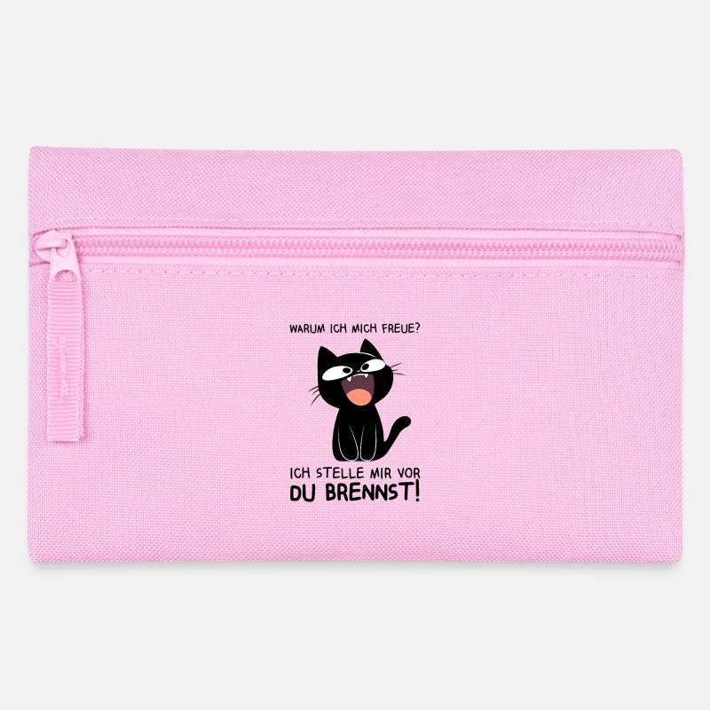 Ich stelle mir vor du brennst - Schwarze Katze - Federtasche - Rosa