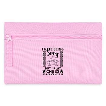Lustiger Schach Spruch Schachspieler - Federtasche - Rosa - Vorne