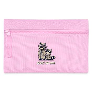 Trust No One – Cute raccoons in trench coats - Pencil Case - pink - Front