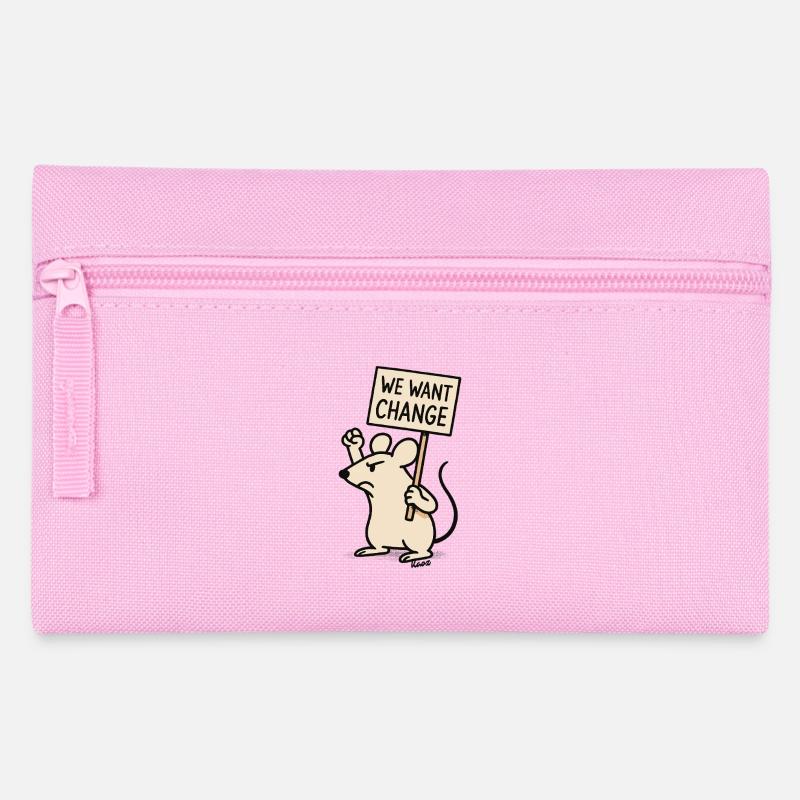 Protest-Maus mit Schild: „Wir wollen Wandel“ - Federtasche - Rosa