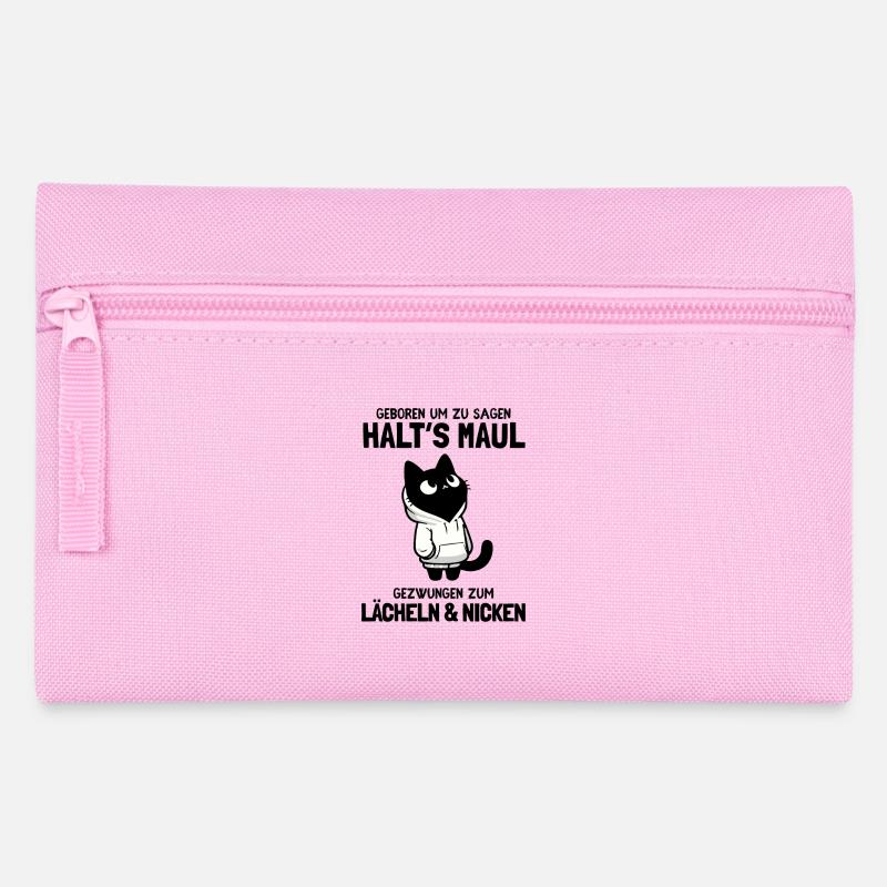 Halts Maul - Schwarze Katze mit weissem Hoodie - Federtasche - Rosa