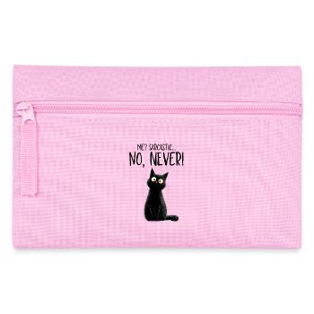 Me sarcastic? Never! - Black Cat with Humor - Pencil Case - pink - Front