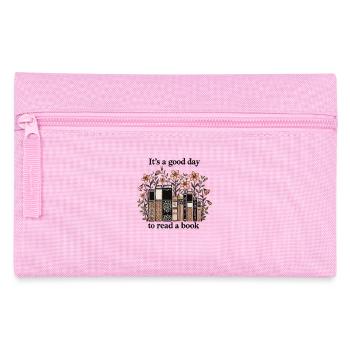 Bücherwurm Leseratte Lustiger Buch Spruch Florales - Federtasche - Rosa - Vorne