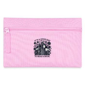 Bücherwurm Leseratte Lustiger Buch Spruch Florales - Federtasche - Rosa - Vorne