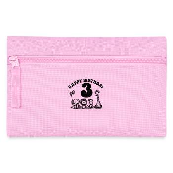 3 Year Birthday Animal Motif Children's Birthday - Pencil Case - pink - Front