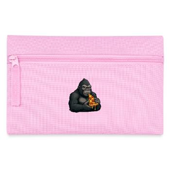 Cute Gorilla Pizza Italian Cartoon Food - Pencil Case - pink - Front