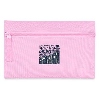 Bücherwurm Leseratte Lustiger Buch Spruch Florales - Federtasche - Rosa - Vorne