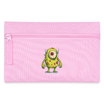 Green One-Eye Monster with Horns and Spots - Pencil Case - pink - Front