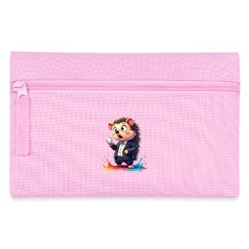 Business-Hedgehog mit Kaffeetasse - Federtasche - Rosa - Vorne
