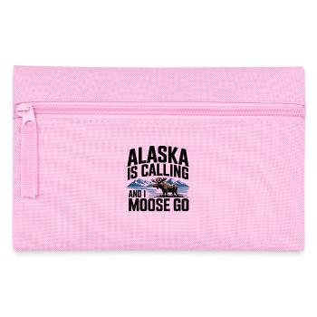 Alaska Animal Motifs with Moose Mountain Range - Pencil Case - pink - Front