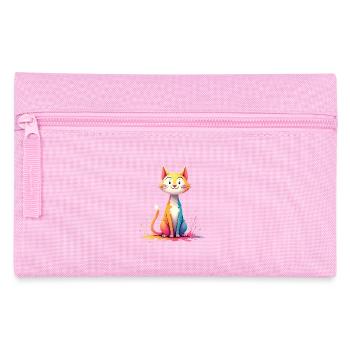 Colorful cat illustration for children's clothing - Pencil Case - pink - Front