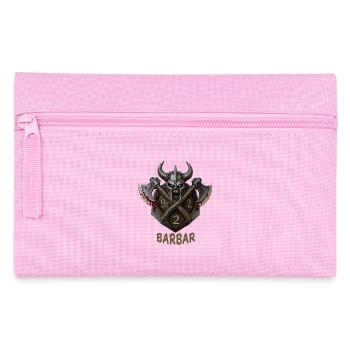 D20 with Axes & Horned Helmet – Barbarian Fantasy Dice - Pencil Case - pink - Front
