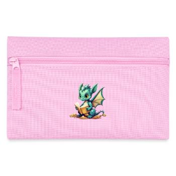 Kleiner Drachenleser auf Fantasy-Illustration - Federtasche - Rosa - Vorne