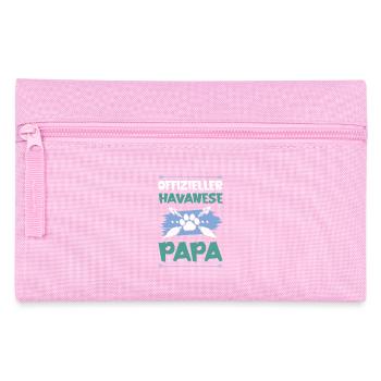 Papa chien bichon havanais - Trousse - rose - Devant