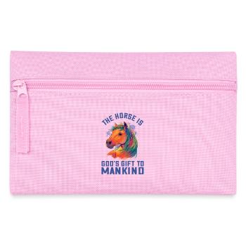 Colorful Horse Illustration in Watercolor Horses Fan - Pencil Case - pink - Front