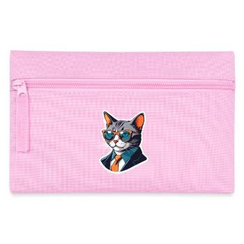 Chat d’affaires avec des lunettes de soleil en costume - Trousse - rose - Devant