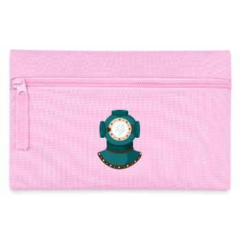 Nautic Design Antique Diving Helmet Illustration - Pencil Case - pink - Front