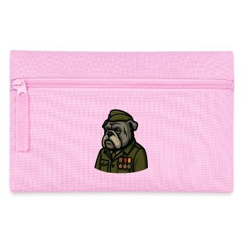 Bulldog Veteran With Medals Military Mascot Art - Pencil Case - pink - Front
