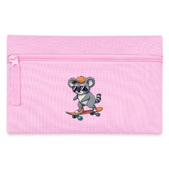 Funny Koala Skating on Skateboard Cartoon Skater - Pencil Case - pink - Front