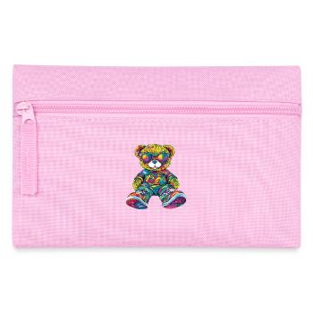 Colorful bear teddy bear with sunglasses - Pencil Case - pink - Front