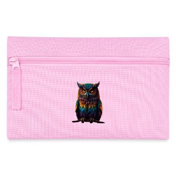 Bunte Eulenfedern Neonaugen - Federtasche - Rosa - Vorne
