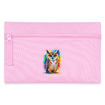 Owl portrait in watercolors - Pencil Case - pink - Front