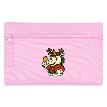 Weihnachtseinhorn mit Glocken-Maskottchen-Kunst - Federtasche - Rosa - Vorne