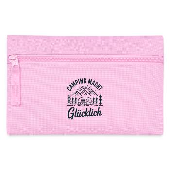 Camping Macht Glücklich – Naturmotiv - Federtasche - Rosa - Vorne