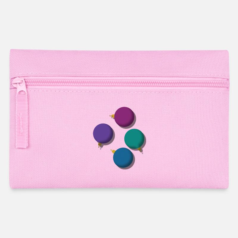 4 bunte Weihnachtskugeln  - Federtasche - Rosa