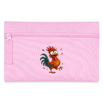 Verrückter Huhn-Cartoon lustiges Tierdesign - Federtasche - Rosa - Vorne