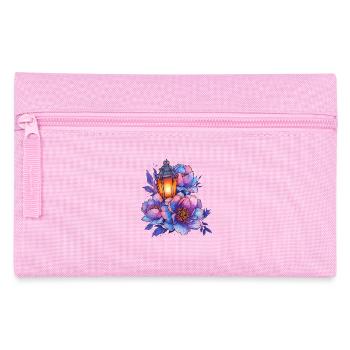 Laternenlicht vor bunten Pfingstrosen - Federtasche - Rosa - Vorne