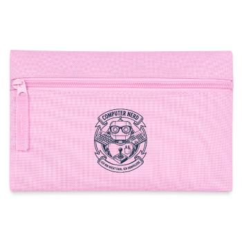 Computer Nerd Robot Logo - Pencil Case - pink - Front